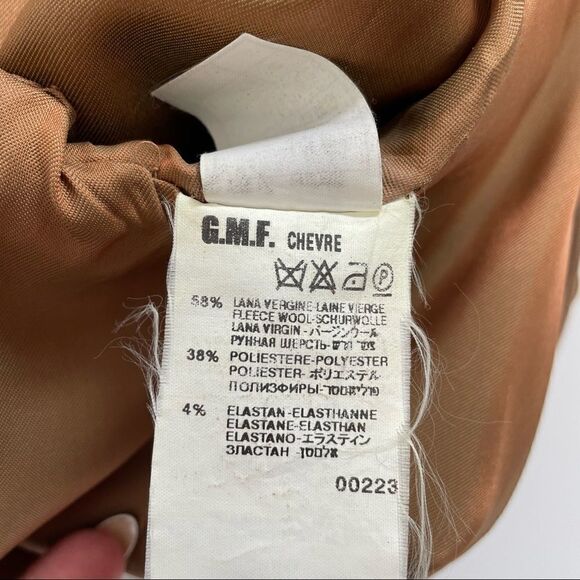 Gianfranco Ferre Tan Wool Blend Leather Trim Skirt Suit Sz 8 - Picture 10 of 16